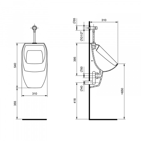 Писсуар Santek Гала 1WH501804 с креплением, горизонтальным сифоном и краном