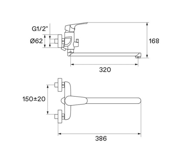 Смеситель для ванны Сантек Форт WH5A12004C001, длинный излив, с аксессуарами, хром