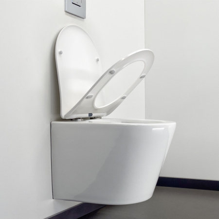 Унитаз подвесной COMFORTY 105 безободковый, сиденье дюропласт softclose тонкое, быстросъёмное
