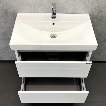 Comforty. Тумба-умывальник Дублин-75 белый глянец с раковиной Comforty 8057