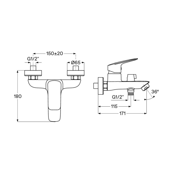 Смеситель для ванны Сантек Таос WH5A10009C001 короткий излив, с аксессуарами, хром