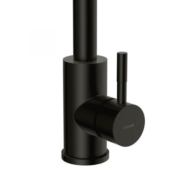Чёрный смеситель для кухни R-излив Cersanit Комо 68243, нержавеющая сталь