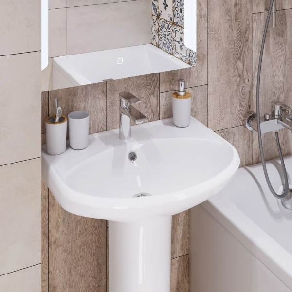 Sanita. Умывальник "Самарский" 57,5 см с хромированным обрамлением, белый, ВКС