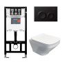 Готовый комплект Comforty 00-00022395CF: инсталляция CF3GT1900-10BL с черной матовой клавишей + унитаз подвесной 108 безободковый