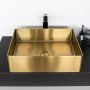 Накладная прямоугольная раковина из нержавеющей стали COMFORTY CF8WBTB5040G цвет золото, с донным клапаном