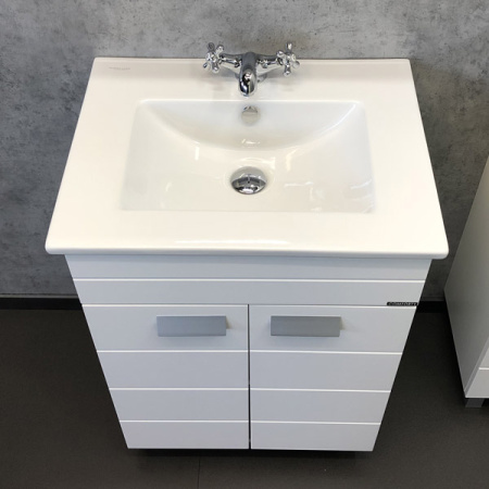 Тумба-умывальник Comforty Модена 60М белая с раковиной Quadro 60