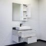 Тумба-умывальник Comforty Прага-75 дуб белый с графитовой столешницей с раковиной 78189