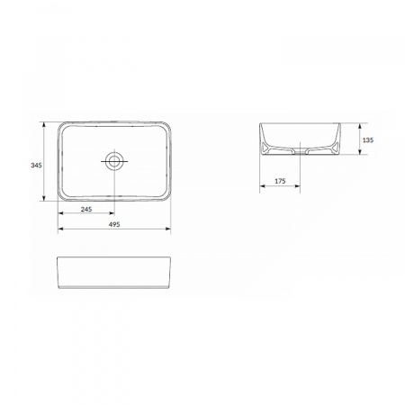 Раковина прямоугольная накладная Cersanit Crea на столешницу Rectangular P-UM-CRE50/1-oc-RC