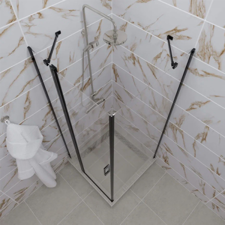 Душевое ограждение Тритон Йота-Блэк, 90х90, квадратный поддон, сифон D90 мм