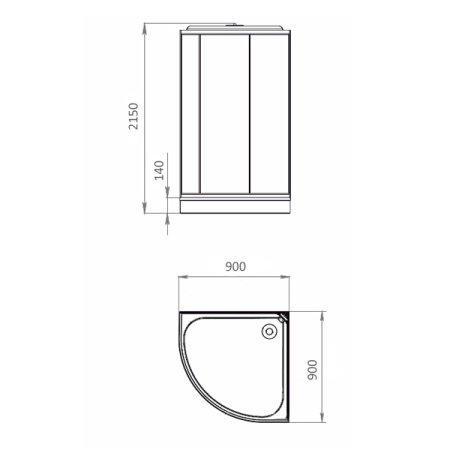 Душевая кабина Comforty 304, 900*900*2150, серое стекло, задняя черная стеклянная панель