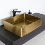 Накладная прямоугольная раковина из нержавеющей стали COMFORTY CF8WBTB5040G цвет золото, с донным клапаном