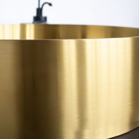 Круглая накладная раковина 40 см из нержавеющей стали Comforty CF8WBTD39G цвет золото, с донным клапаном