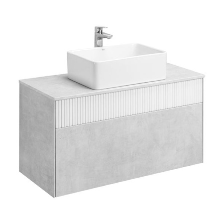 Тумба-умывальник Акватон Марбл 100 Слэйт/Белый матовый 1A276301MH4C0 с раковиной MILA 350х500