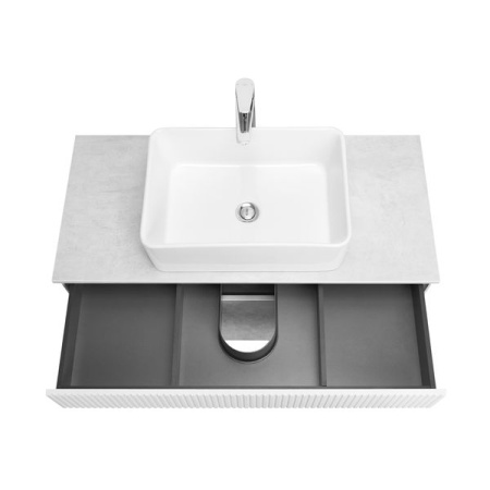 Тумба-умывальник Акватон Марбл 100 Слэйт/Белый матовый 1A276301MH4C0 с раковиной MILA 350х500