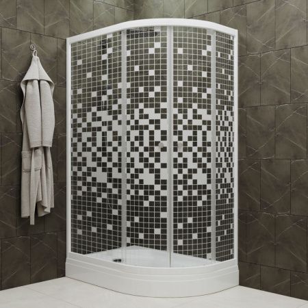 Душевое ограждение Тритон Коралл 120*80 А левый угол, низкий поддон, стекло мозаика