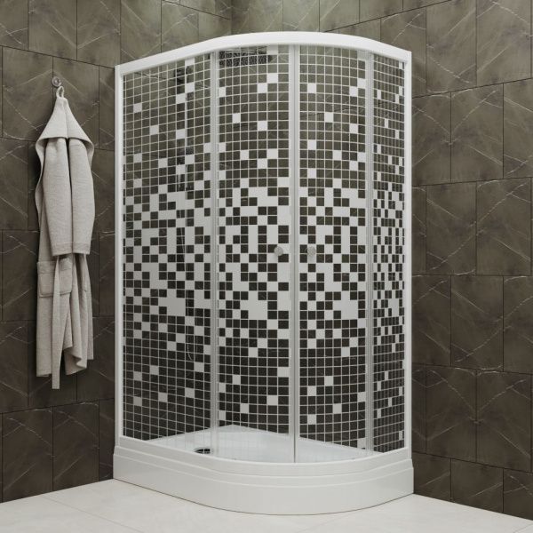 Душевое ограждение Тритон Коралл 120*80 А левый угол, низкий поддон, стекло мозаика Душевое ограждение Тритон Коралл 120*80 А левый угол, низкий поддон, стекло мозаика