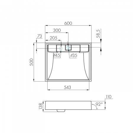 Раковина для установки над стиральной машиной Акватон Рейн 60 1A72103KRW010 белая