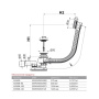 Сифон для ванны AlcaPlast A55KM автомат, комплект, металл/металл