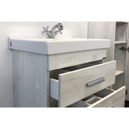 Тумба-умывальник Comforty Никосия-60Н дуб белый с раковиной Fest 60 F01