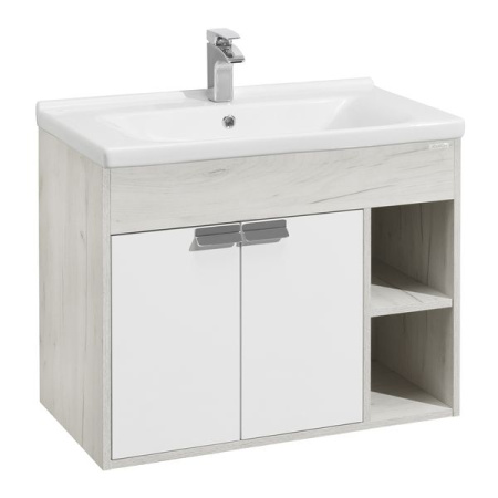 Тумба-умывальник Акватон Флай 80 Белый/Дуб крафт белый 1A237401FAX10 с раковиной Миранда 80