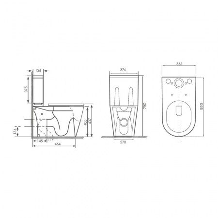 Унитаз-компакт Comforty CF41363C тонкое сиденье дюропласт с микролифтом, универсальный выпуск