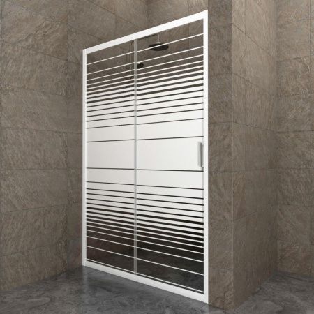 Дверь душевая Тритон Слайд 100*185, стекла с рисунком полосы