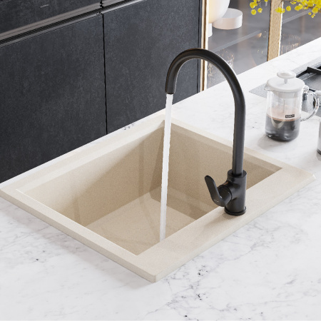 Смеситель для кухни Сантек Линдос WH5A41008N001 чёрный матовый