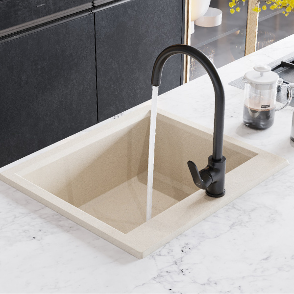 Смеситель для кухни Сантек Линдос WH5A41008N001 чёрный матовый