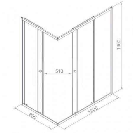 Душевое ограждение Domani-Spa Cube V128 1200*800*1900, без поддона, прозрачное стекло, Black accents