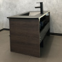 Тумба-умывальник Comforty Франкфурт 90 дуб шоколадно-коричневый с раковиной Comforty 90E черная матовая