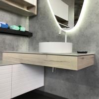 Comforty. Консоль Клеон-120 дуб дымчатый с правой белой столешницей c раковиной Comforty 9110 Comforty. Консоль Клеон-120 дуб дымчатый с правой белой столешницей c раковиной Comforty 9110