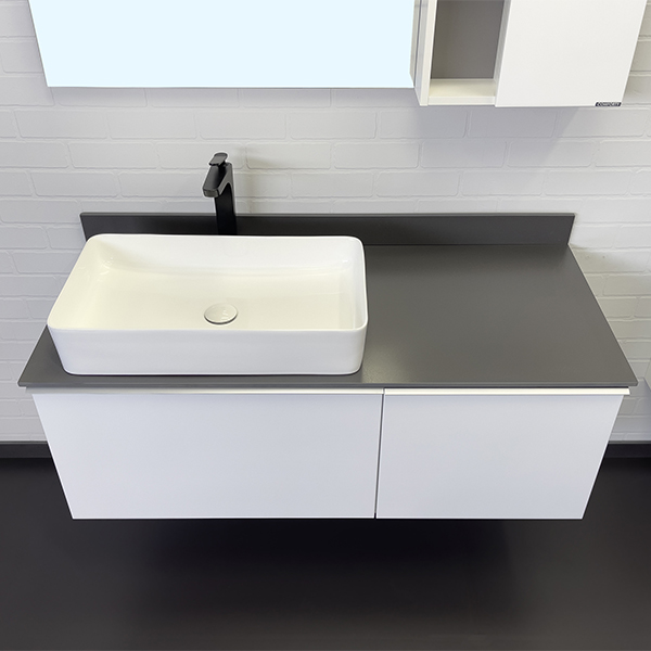 Тумба-умывальник Comforty Милан-120 белая с графитовой столешницей с раковиной Comforty 78189 Тумба-умывальник Comforty Милан-120 белая с графитовой столешницей с раковиной Comforty 78189