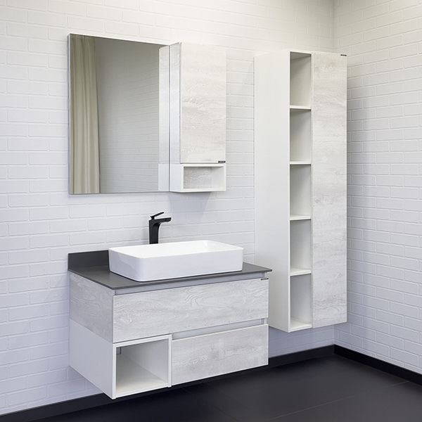 Тумба-умывальник Comforty Прага-90 дуб белый с графитовой столешницей с Comforty 78189 Тумба-умывальник Comforty Прага-90 дуб белый с графитовой столешницей с Comforty 78189