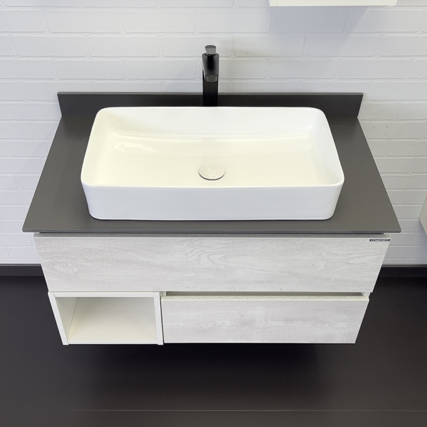 Тумба-умывальник Comforty Прага-90 дуб белый с графитовой столешницей с Comforty 78189 Тумба-умывальник Comforty Прага-90 дуб белый с графитовой столешницей с Comforty 78189