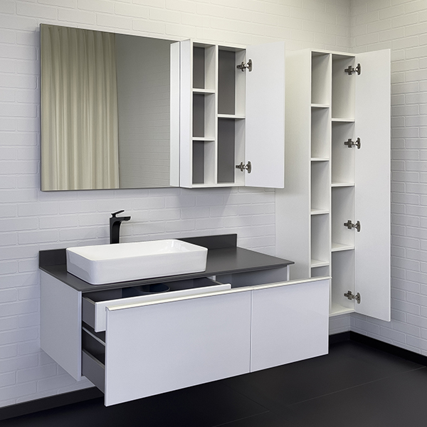 Тумба-умывальник Comforty Милан-120 белая с графитовой столешницей с раковиной Comforty 78189 Тумба-умывальник Comforty Милан-120 белая с графитовой столешницей с раковиной Comforty 78189